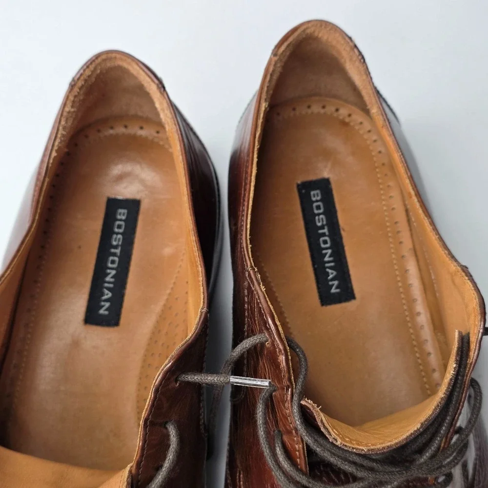 Bostonian Luxe Oxford Men's Shoes Size 9.5 W Brown‎ Leather Dress Lace Up Italy
